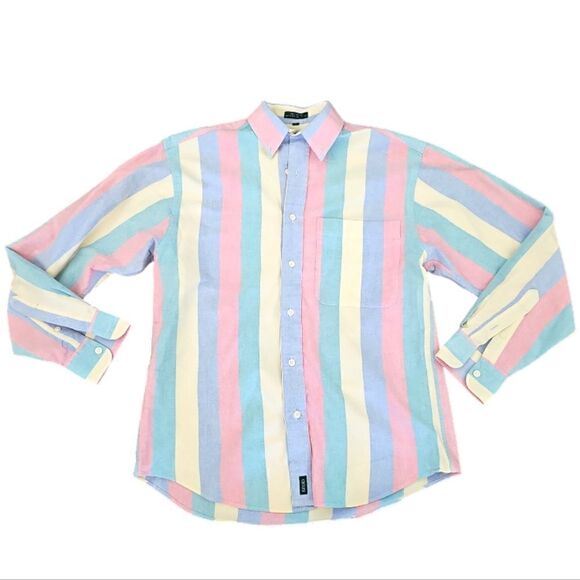 Izod Multi-Colored Stripe Color Block Button Down Shirt Size Small, Cotton - Picture 2 of 7